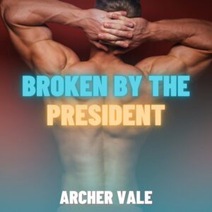 eBook cover showing a sexy daddy politician flexing his back and tempting a femboy into a gay rimjob.