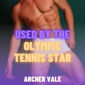Audiobook cover showing an Olympic tennis player using his muscles for gay obedience training.