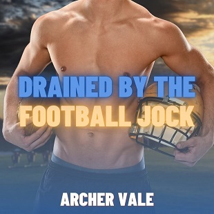 Audiobook cover showing a shirtless football jock flexing for his gay puppy play servant.