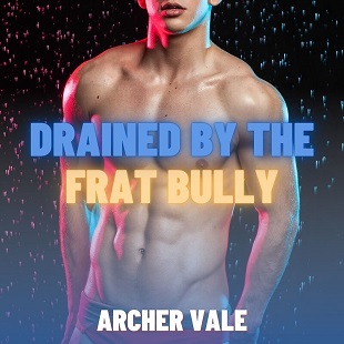 Audiobook cover showing a young college bro teasing a perv nerd by flexing abs in the dark.