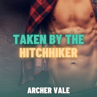 Gay chastity story cover showing a hitchhiker alpha male showing off his hard abs and chest.
